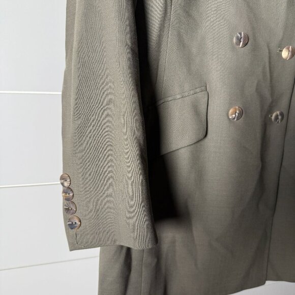 Worth Petite Double Breasted 100% Wool Jacket Taupe/Khaki Size 4 - Picture 7 of 8